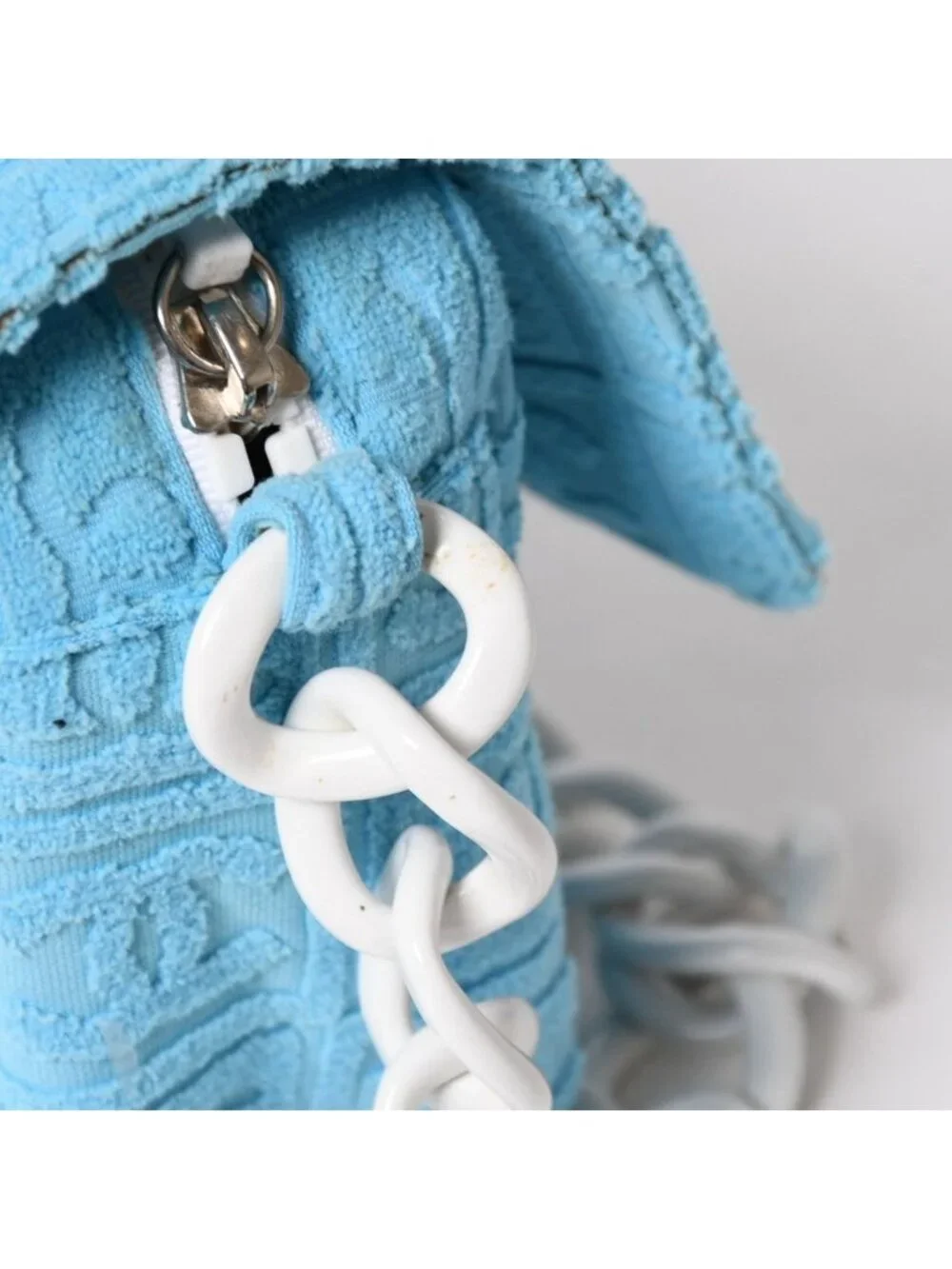 Chanel Sports Line Plastic Chain Shoulder Bag CC Logo Pile Blue White Choco